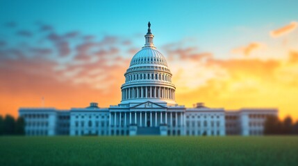 Obraz premium Majestic US Capitol Building at Sunset Washington DC Landmark