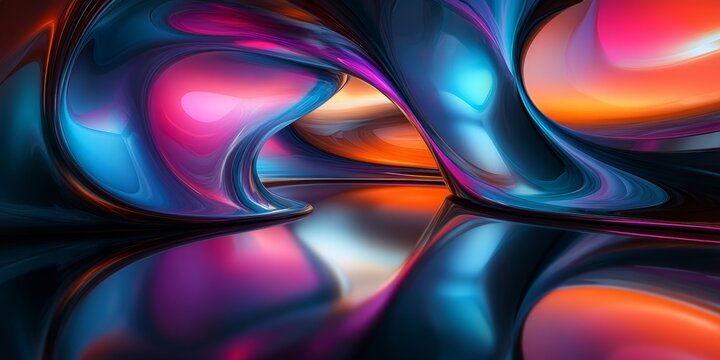 Vibrant Neon Abstract Tunnel Pink, Blue, and Purple Hues in Modern Digital Art Background - Powered by Adobe
