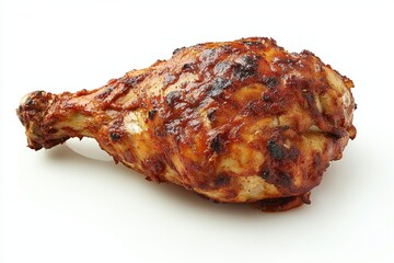 A grilled chicken leg, perfectly cooked and seasoned, showcasing a golden-brown, crispy exterior, ready to be enjoyed.