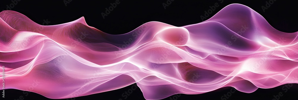 Poster abstract pink waves with glowing neon light create a soft and modern atmosphere for backgrounds and 