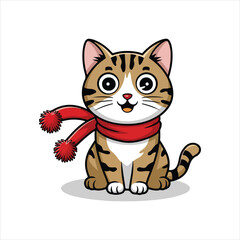 Obraz premium Happy Cute Cat Vector Style Design With White Background.