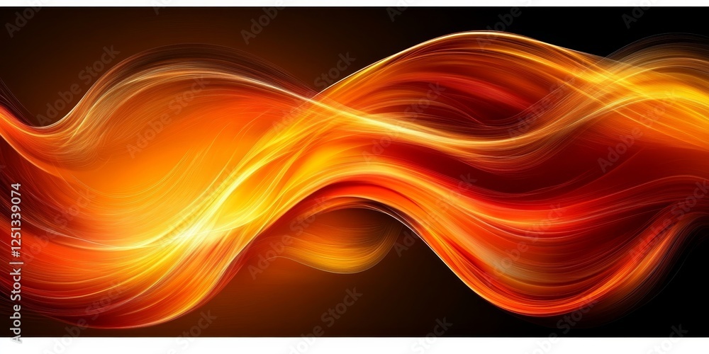 Poster abstract red flowing line art with speed effect and bright light source, radiant and sharp lines