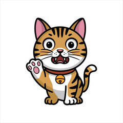 Obraz premium Happy Cute Cat Vector Style Design With White Background.