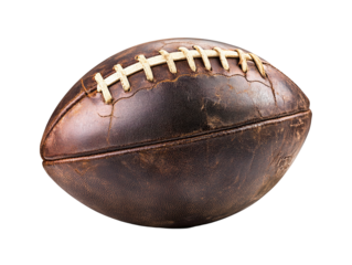 Worn American Football on transparent background 