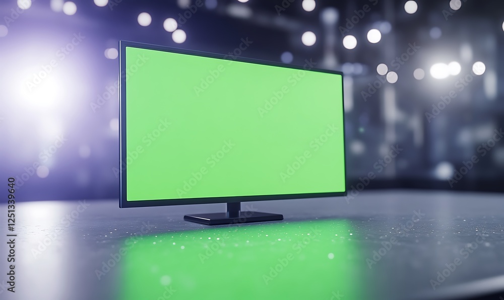Aufkleber futuristic widescreen monitor with green screen background for creative and tech-related projects.