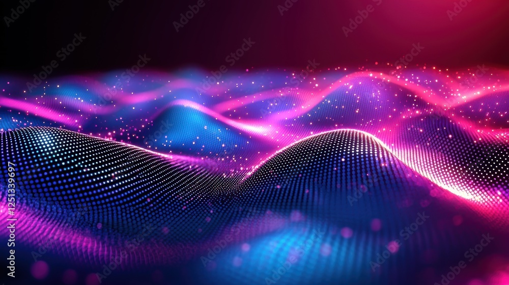 Poster abstract background with glowing lines and dots in a futuristic technology pattern design