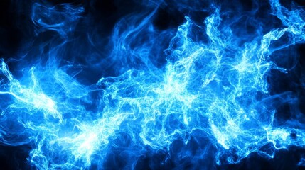 Obraz premium Abstract Flowing Energy, Dynamic Blue Flames, Digital Art, Futuristic Design, High Detail, No Blur