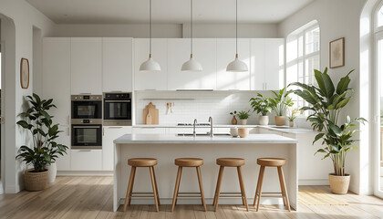 Fototapeta premium modern kitchen interior , bright white color