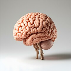 Digital Art of Brain Anatomy with Glowing Yellow, Precise Details in Profile
