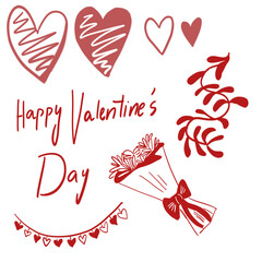 illustration of valentine's day small cute doodles.