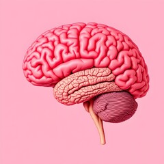 Neurology Educational Graphic: Profile of Human Brain with Yellow Accents
