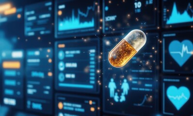 Futuristic healthcare technology with capsule