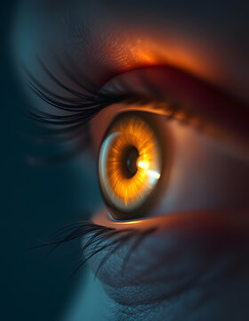 Installation of a contact lens in the eye close-up, dreamy atmosphere. with white shades