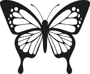 Butterfly Silhouette Vector - Elegant Black and White Monarch Design