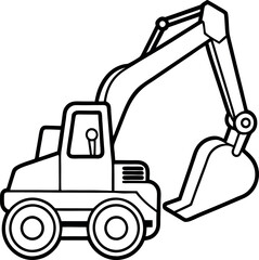 Minimalist Digger Construction Vehicle Outline for Custom Branding