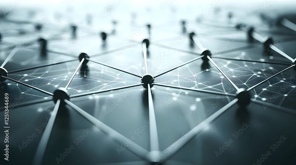 Poster intricate digital network and interconnected smart devices represented in a high tech futuristic eco