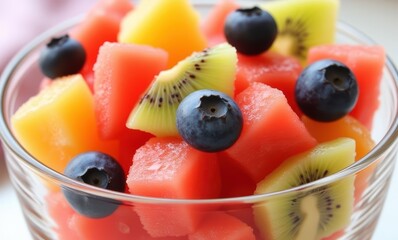 Colorful fruit salad in a bowl