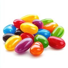 Colorful Variety of Jelly Beans Displayed on a White Surface for Holiday Celebrations, Parties, and Sweet Treats Enjoyment for All Ages