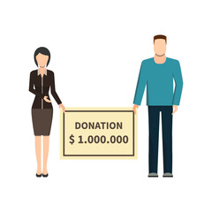 Obraz premium vector illustration of a girl and a boy asking for donations