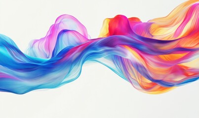 Obraz premium Colorful abstract fabric wave flowing, white background, design element