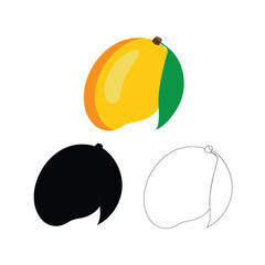 Hand drawn mango Vector illustration on a white background.
