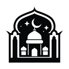 Obraz premium Simple black and white silhouette of a mosque