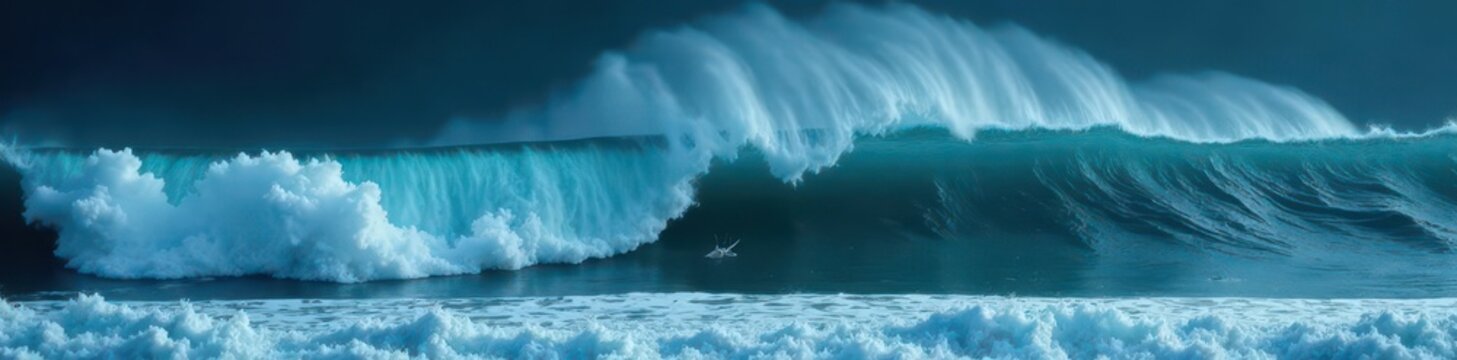 Dark, churning ocean waves crash during a fierce storm ,  powerful waves,  stormy sea,  ocean swell