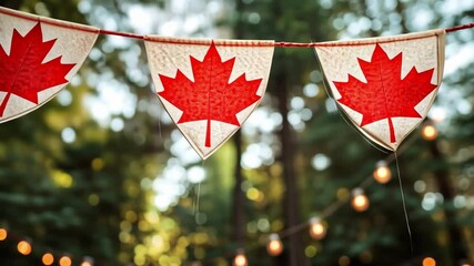 Canada's independence day celebration with maple leaf decorations outdoors