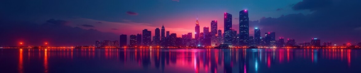 Obraz premium Abstract city lights, modern building silhouette, pattern, background, night