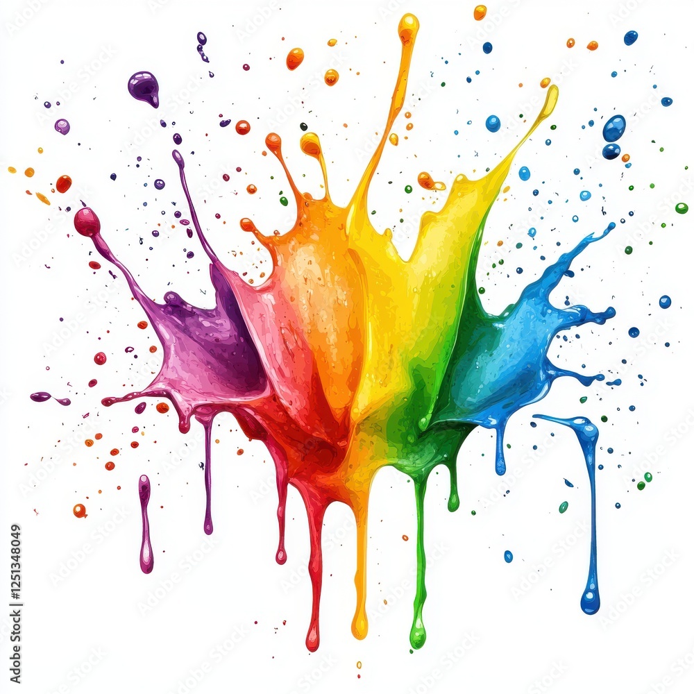 Poster vibrant colorful paint splash abstract art creation with rainbow hues and dynamic movement represent
