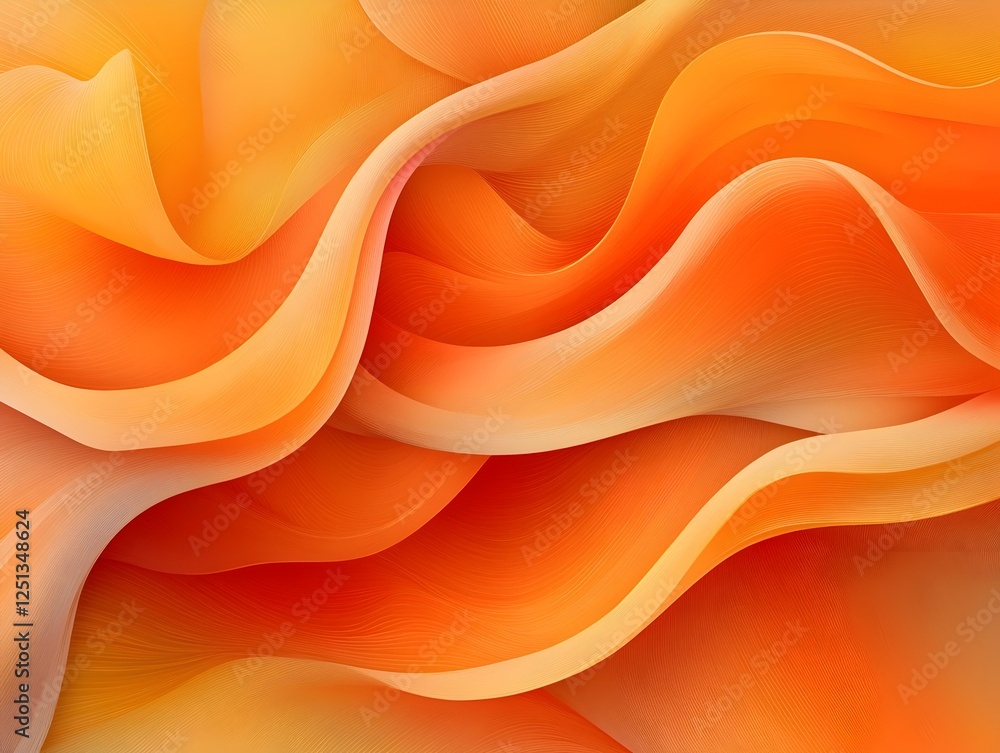 Poster an abstract design featuring flowing waves of warm orange and soft yellow hues, creating a sense of 