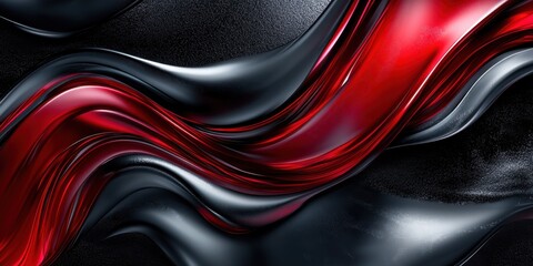 Abstract Red and Black Swirling Waves: A Dynamic Digital Art Composition
