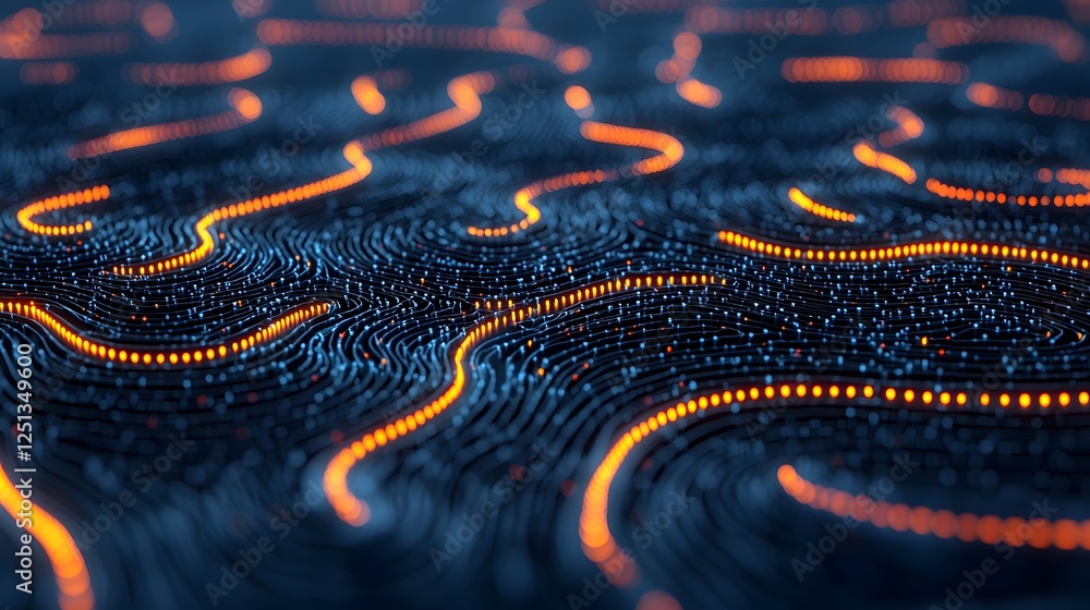 Poster glowing digital brain network with illuminating neural connections representing the technology and c