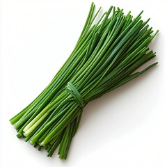 Fototapeta premium Fresh Green Chives Bunch Culinary Herb Cooking Ingredient Isolated on White Background