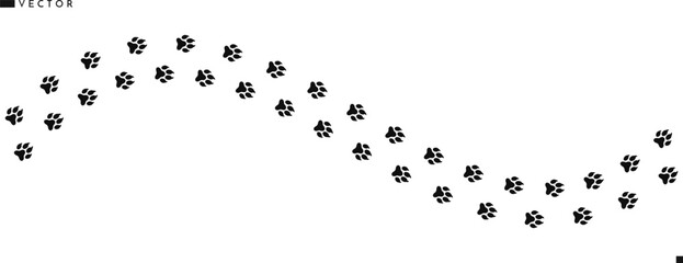 Wolf paw prints vector illustration. Wild animal paw prints silhouette