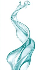 Flowing Elegance Abstract of Dynamic Teal Curves with Subtle Highlights on White Background