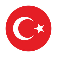 Flag of Turkey. Turkey circle flag logo icon computer vector illustration design