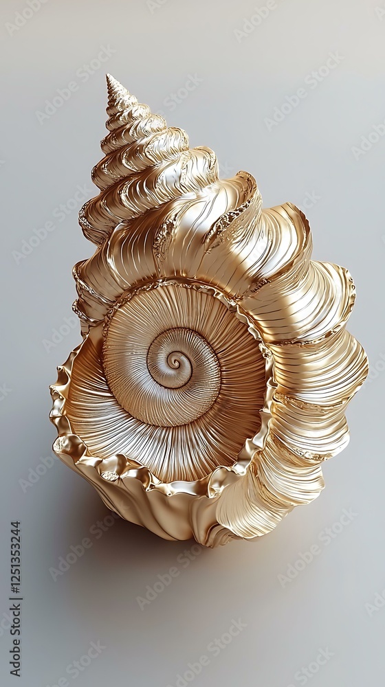 Aufkleber gastropod creatures behavior golden spiral shell decorative art piece on neutral background with uni