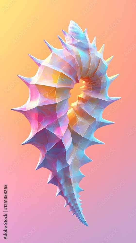 Aufkleber gastropod creatures behavior abstract colorful 3d spiral shell with sharp spikes against a gradient 