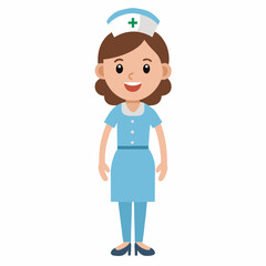 Obraz premium cartoon nurse in uniform. Healthcare and medicine. Isolated on white background. Front view .Vector illustration. 