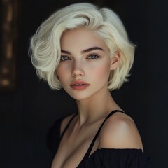 Fototapeta premium Portrait of a Young Woman with Short Blonde Hair