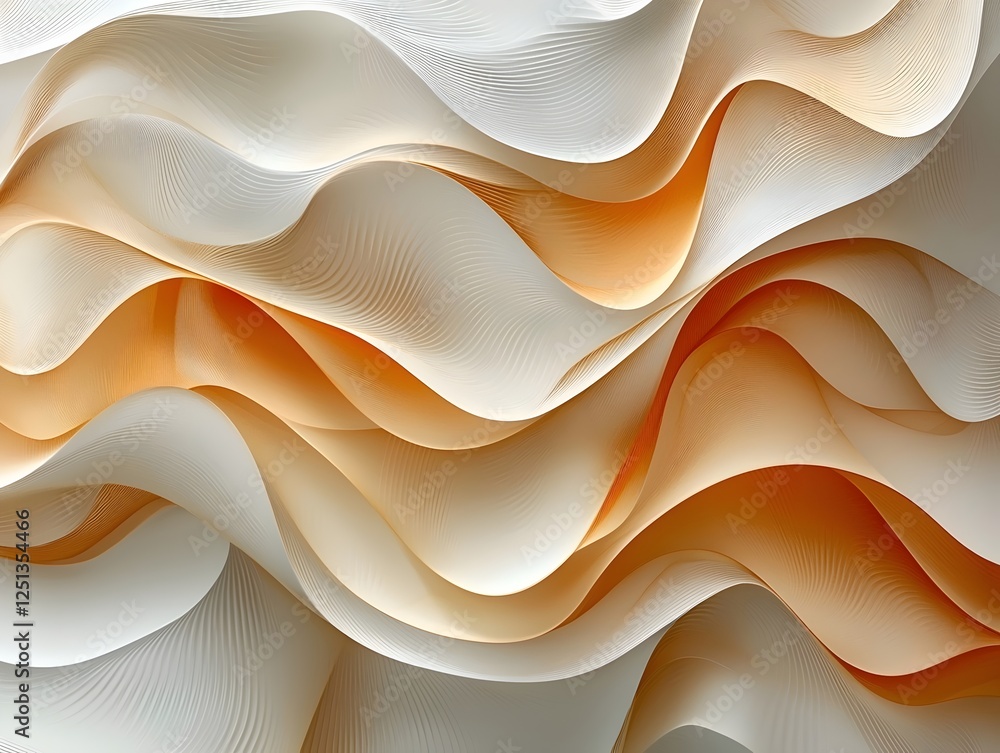 Poster abstract wavy texture in soft cream and warm orange tones, creating a flowing and dynamic appearance