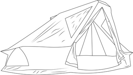 Minimalist Camping Tent Outline – Vector Outdoor Illustration