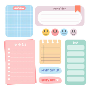 Cute bullet journal element. Pepar notes daily planner and to do list. Scrapbook memo sticker illustration