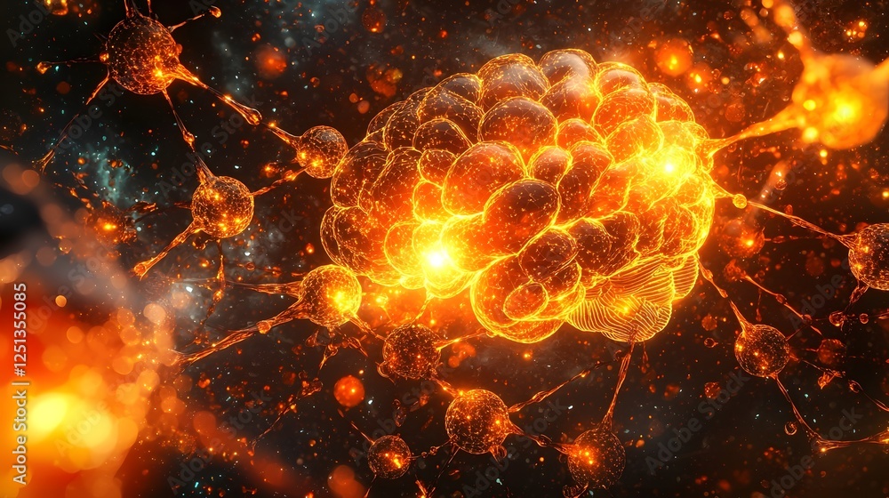 Poster glowing neural network and intelligence brain concept abstract digital representing the power and co