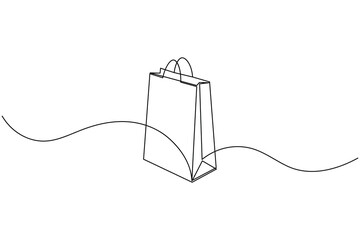 Shopping bag one line drawing and minimalist style isolate outline vector illustration
