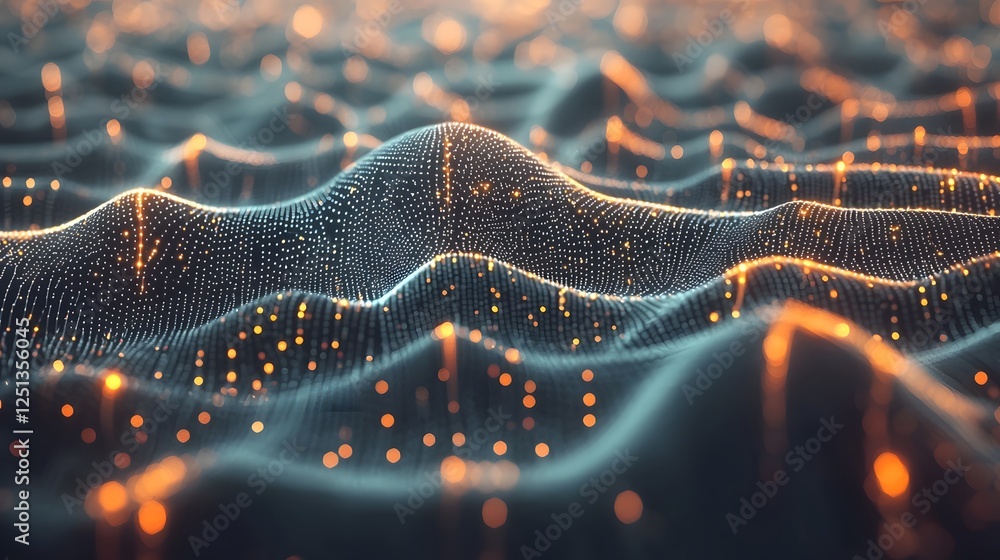 Poster futuristic neural network visualization with complex interconnected patterns representing the concep