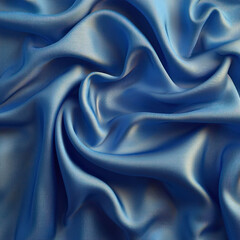 Fototapeta premium Flowing blue silk fabric drapes, background for luxury or fashion
