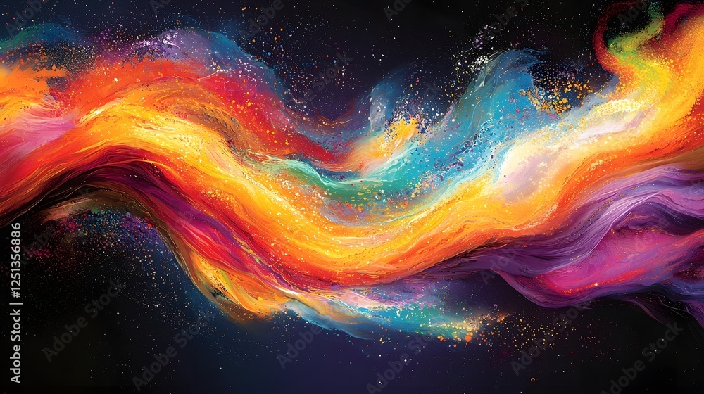 Poster captivating digital artwork showcasing a mesmerizing flow of vibrant colorful energy streams and abs