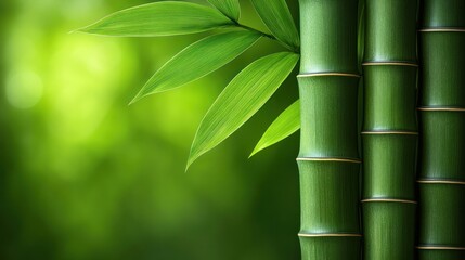 Lush bamboo forest, green leaves, nature backdrop